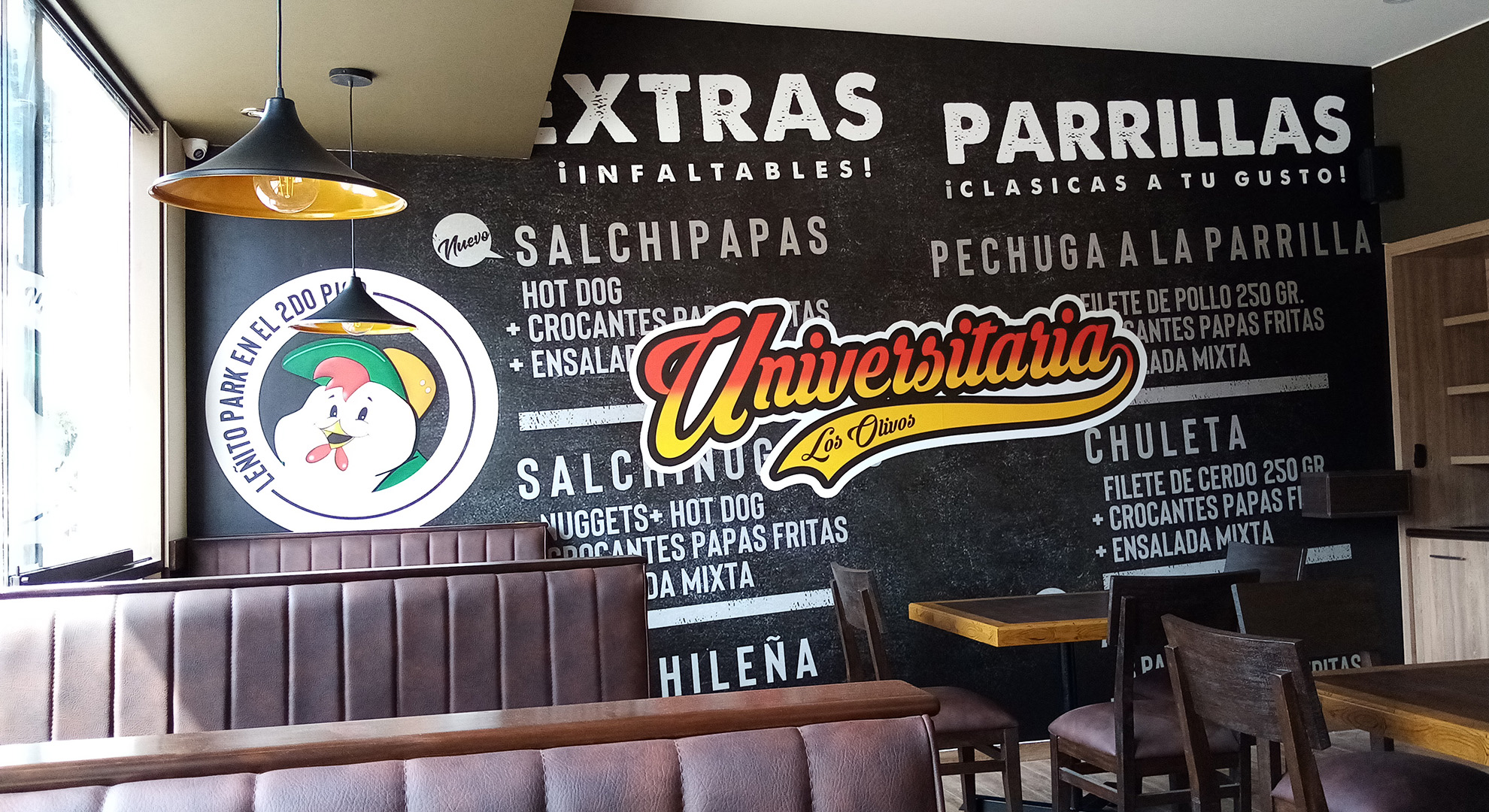 Imagen de uno de nuestros letreros en un local de Papa John's